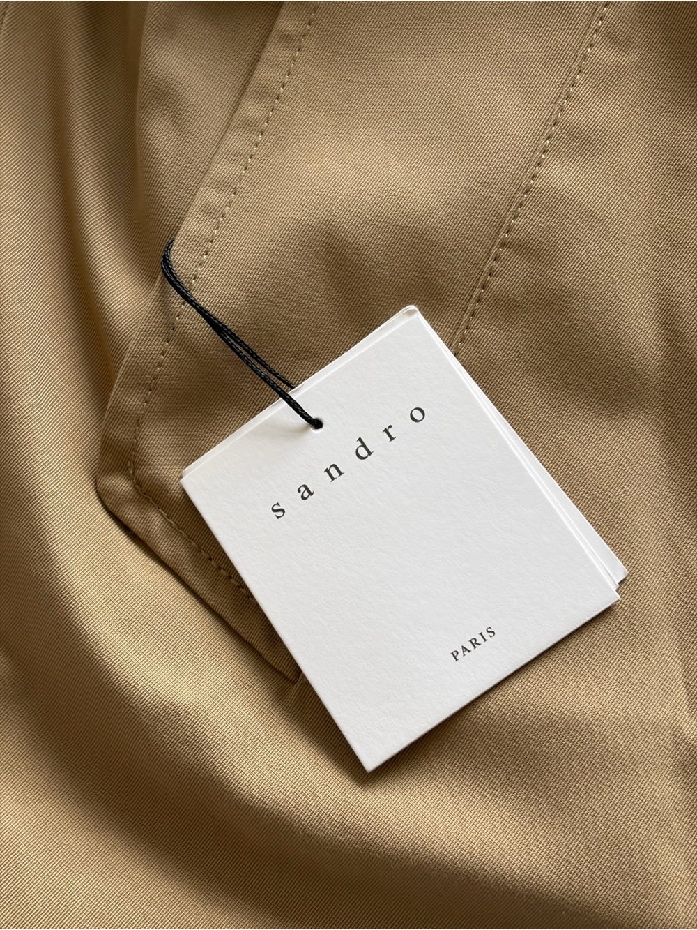 Sandro Beige Bomber Jacket with Plaid Lining - Picture 8 of 9